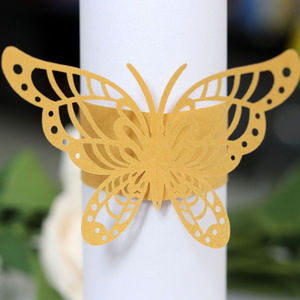 Laser Cut Gold Napkin Rings Wedding Butterfly Party Table Paper Christmas Napkin Ring Wedding Party Decorations