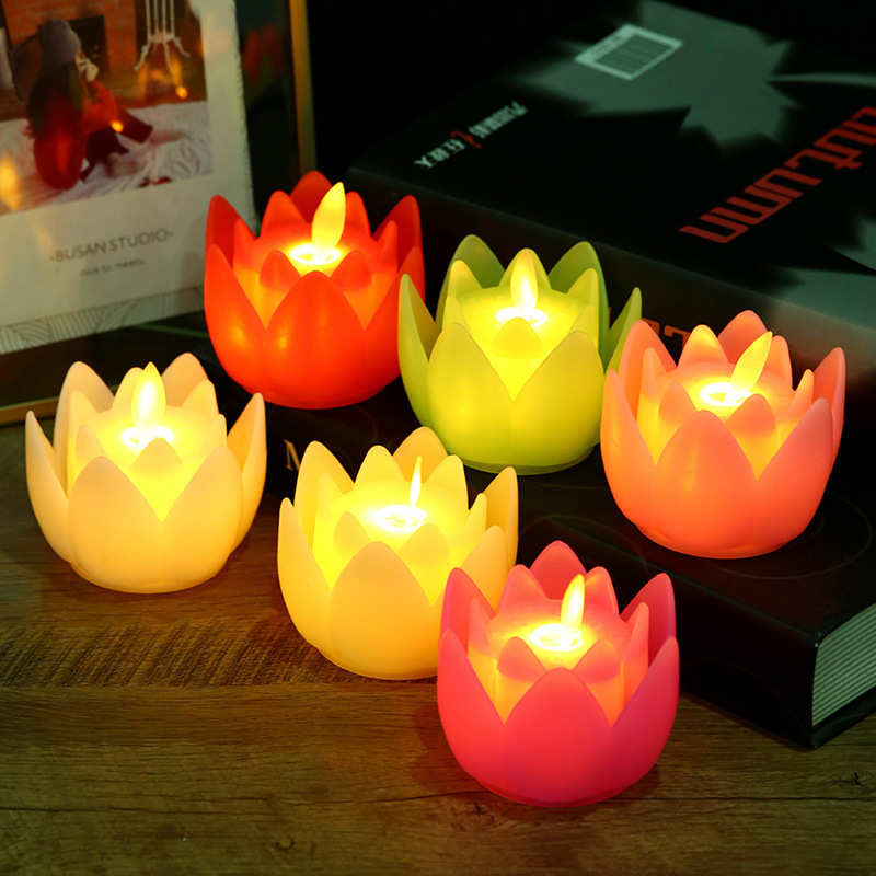 New Bright Flickering Swing Lotus Shape Batteries Operated Tea Light Electronic LED Flameless Candles