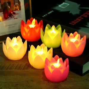 New Bright Flickering Swing Lotus Shape Batteries Operated Tea Light Electronic LED Flameless Candles