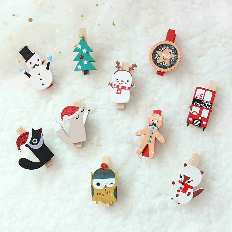 Creative New Christmas Wooden Decorations Mini DIY Photo Clip Christmas Tree Pendant