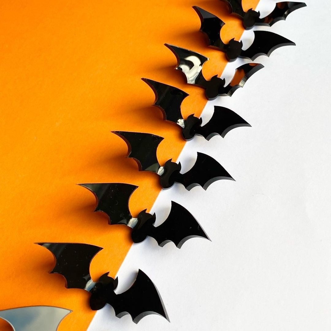 Hot sale 6Pcs 3D acrylic bat halloween bat cake topper halloween acrylic cake decorating supplies