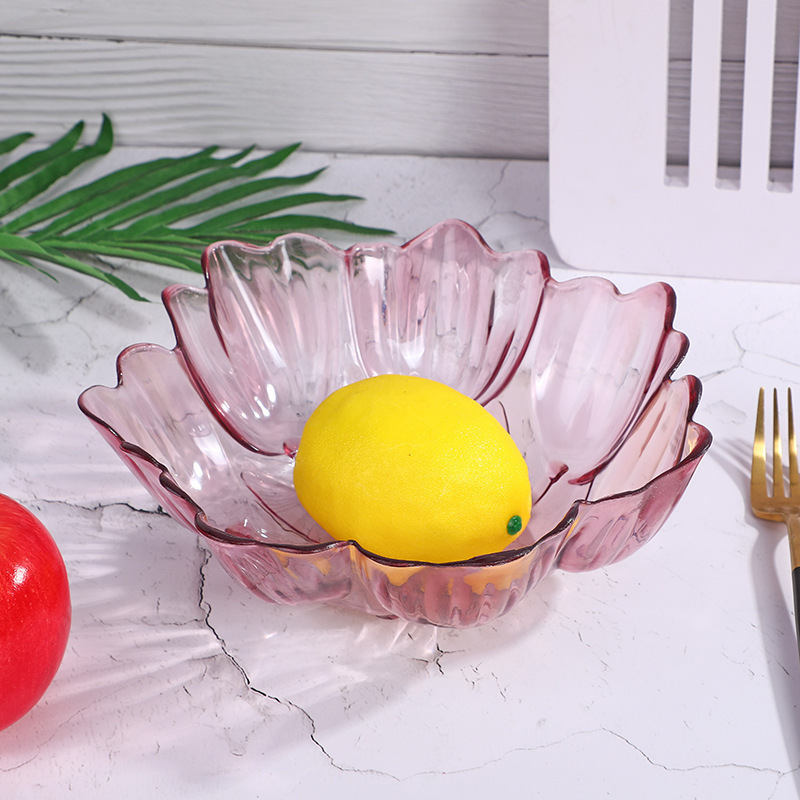 Creative Lotus Shaped Transparent Fruit Plate Household Plastic Fruit Plate Simple Luxury Large Capacity Dry Fruit Plate