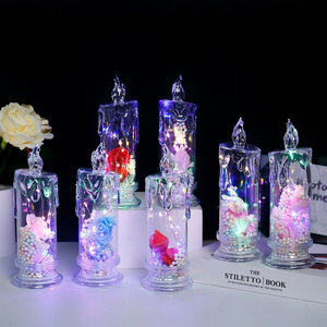 Crystal Acrylic Rose LED Candle Light Festival Christmas Wedding Decoration Night Light Led Flameless Candles