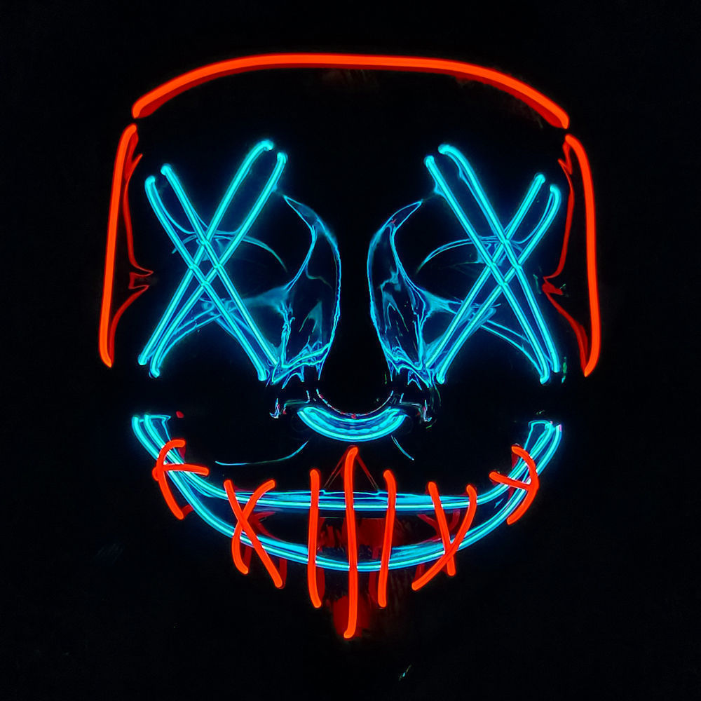 2023 Mixed Color Scary Halloween Colplay Light Up Purge Mask Halloween Masquerade Party LED Face Masks For Kids Men Women