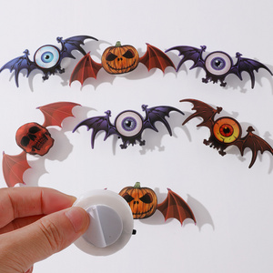 2023 New LED Bat Halloween Night Light 5 Pieces Luminous Colored Bats Pumpkin Halloween Decoration