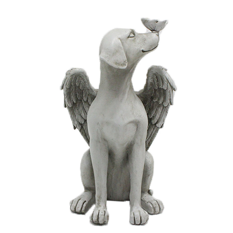 Creative Resin Angel Dog Statue Pet Dog Memorial Stone For Outdoor Garden Animal Ornaments