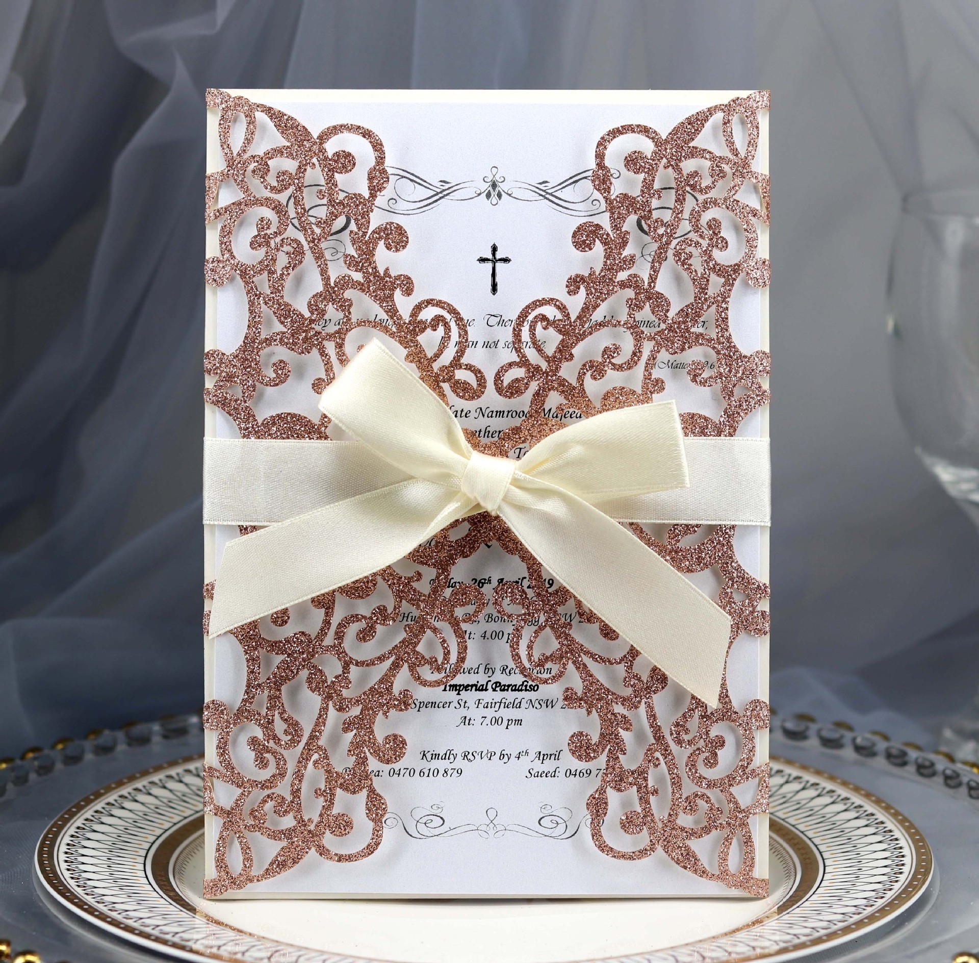 Laser Cut Wedding Invitation Cards With Ribbon Butterfly and Envelope Paper Gift Card Wedding Decor Party Supplies