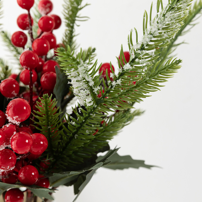 Wholesale christmas red berry branches artificial christmas tree branch decoration christmas artificial flowers