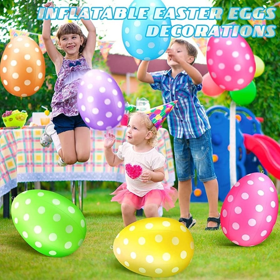 16 Inch Inflatable Easter Egg Balloon Outdoor Kids Toys Yard Inflatable Model Easter Decorations Props