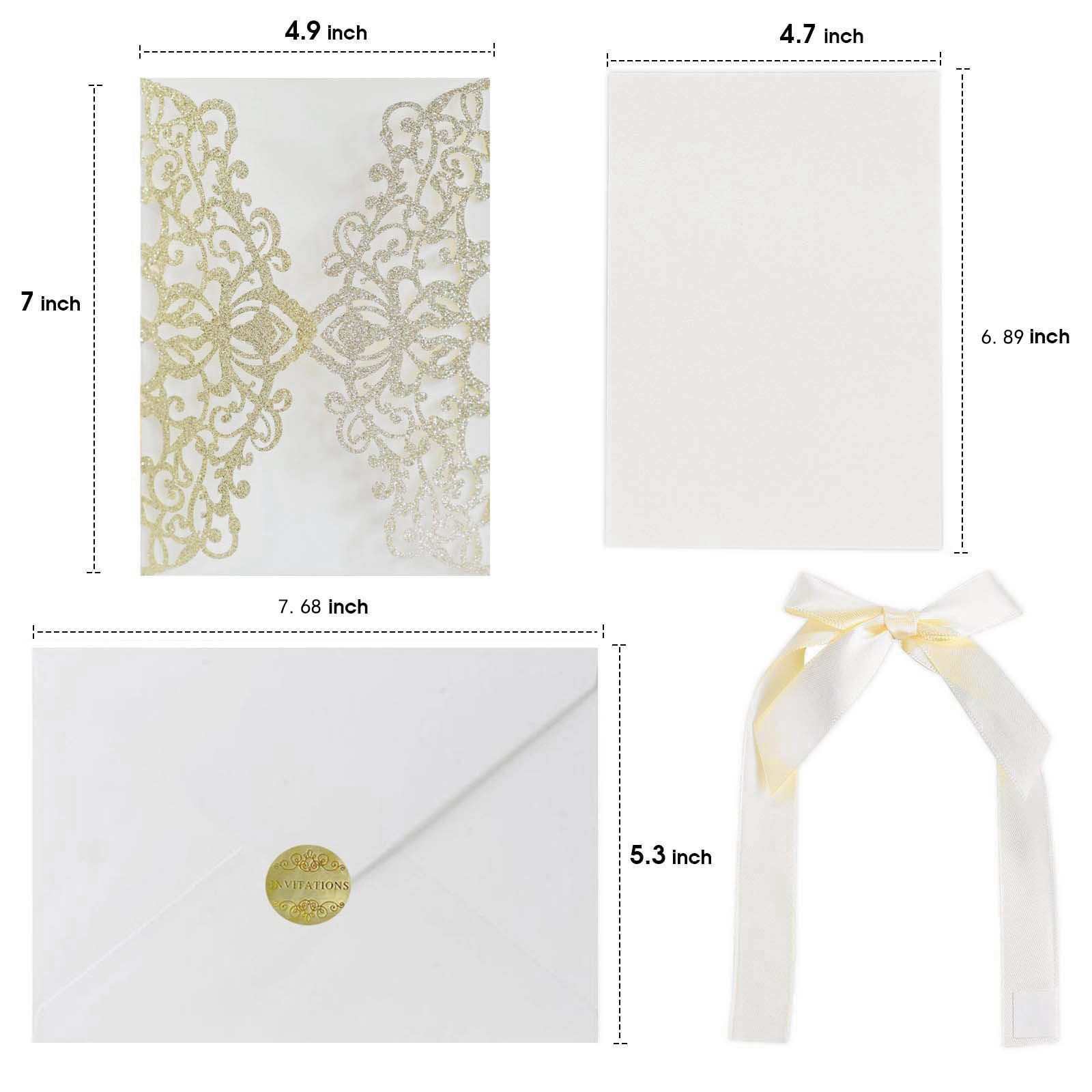 Laser Cut Wedding Invitation Cards With Ribbon Butterfly and Envelope Paper Gift Card Wedding Decor Party Supplies