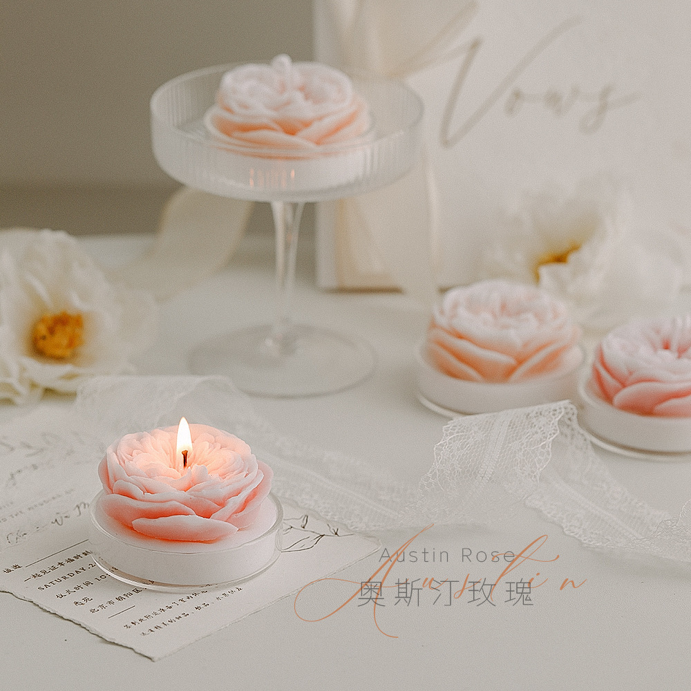 2022 New Rose Flowers Scented Candles Creative Shape Smokeless Valentines Day Candle Gift Wholesale