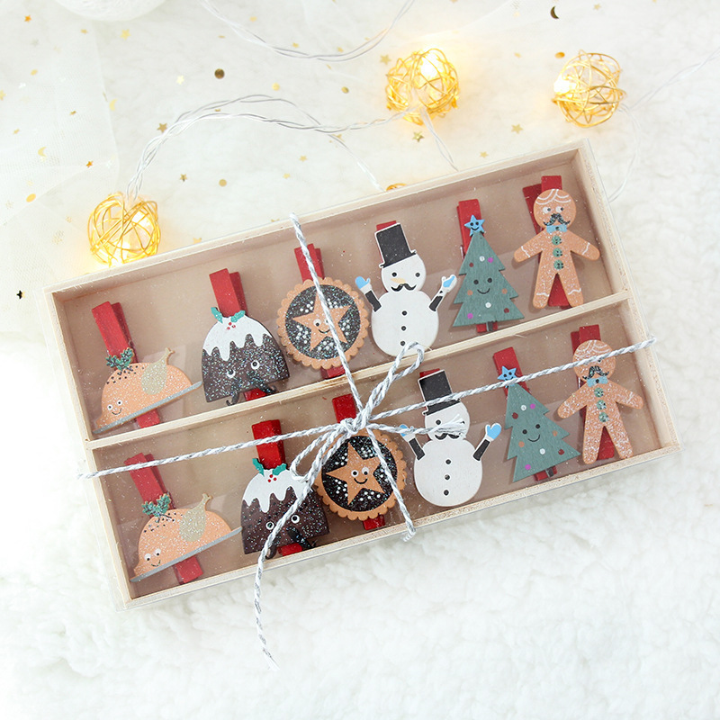 Creative New Christmas Wooden Decorations Mini DIY Photo Clip Christmas Tree Pendant