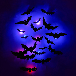 New design 3D led bat halloween wall stickers halloween wall hanging home party garage decoration