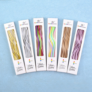 Factory Hot Style Gold Plated Color Spiral Birthday Creative Candles 6 Pack Smokeless For Birthday Cake Candles