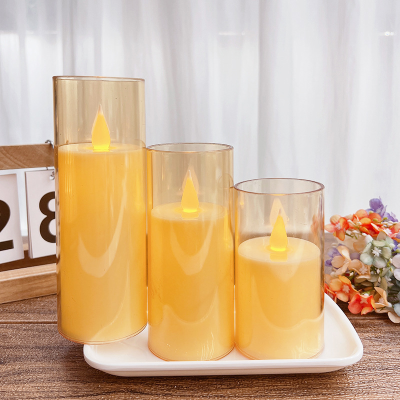 New led electronic candles with moving flame simulated glass cup led swing candle light for birthday wedding party decoration