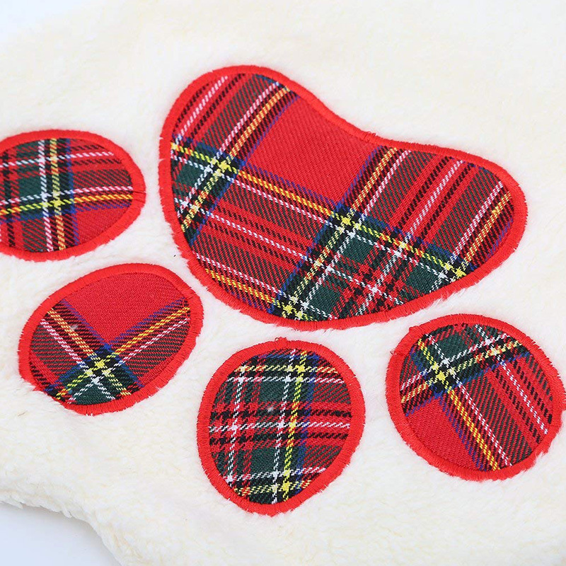 2023 Cheap Dog Pet Wool Paw Stocking Plush Large Hanging For Pets Plaid Bulk Paw Shaped Christmas Stockings