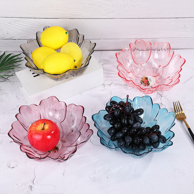 Creative Lotus Shaped Transparent Fruit Plate Household Plastic Fruit Plate Simple Luxury Large Capacity Dry Fruit Plate