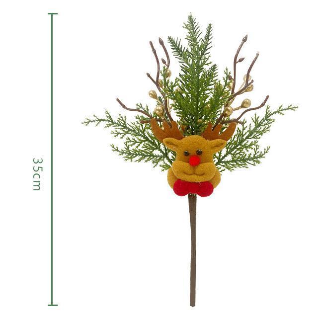 Best Selling Artificial Red Berry Pine Cone Christmas Picks Branches Cartoon Reindeer pentagram Christmas Greenery Ornaments