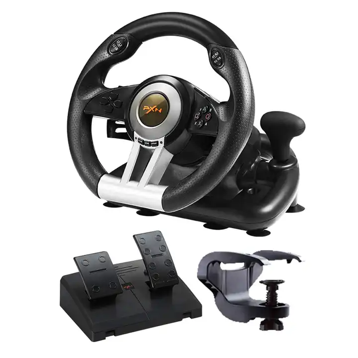 For Games Full Set 180 Degree USB Gaming Steering Wheel with Pedals and Lever for Xbox PS3 PS4 Switch