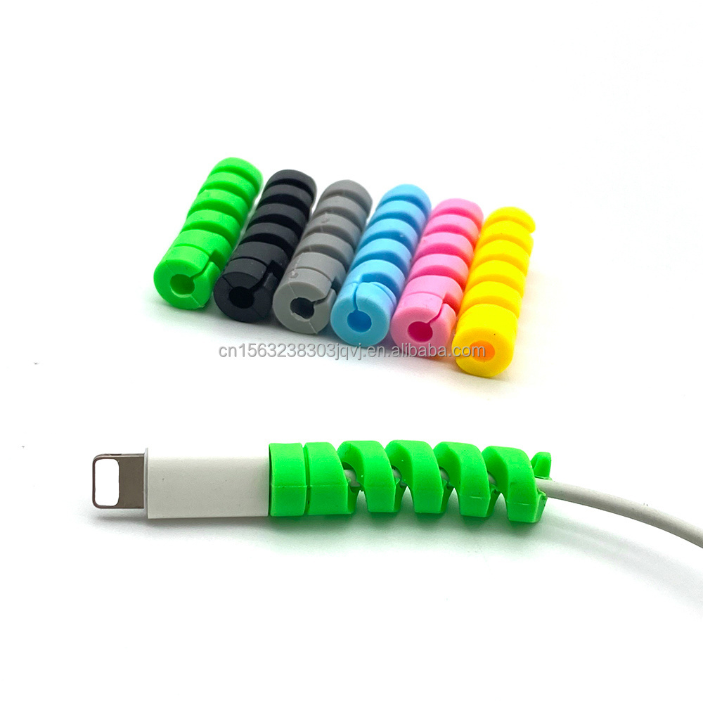 spiral charging cable saver flexible spiral cable wire protector for iPhone cable