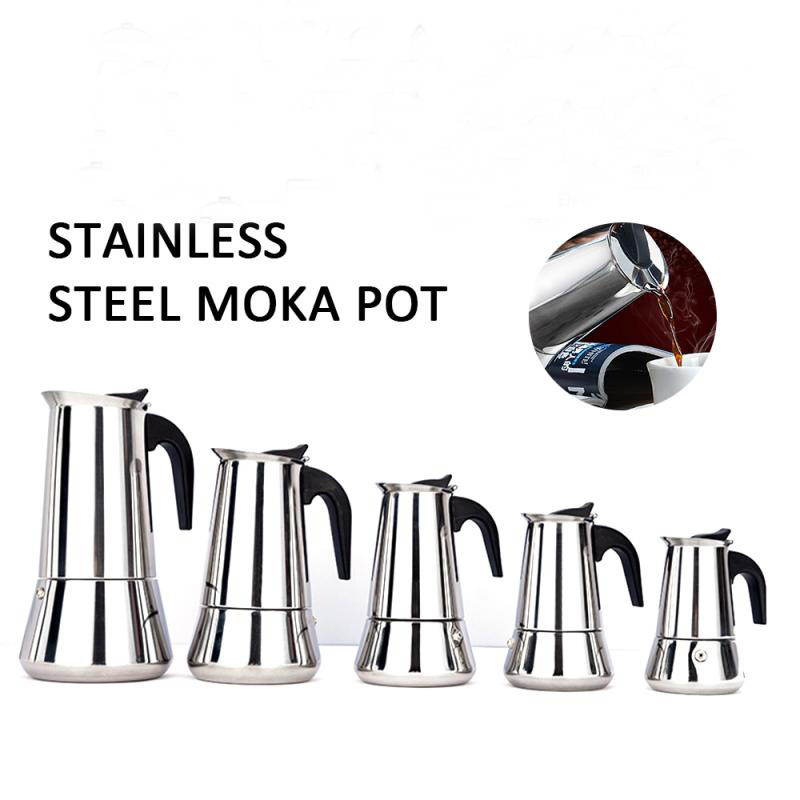 Italian electric moka coffee  pot handle stainless steel espresso coffee maker