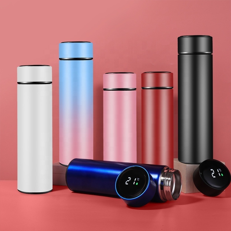 Inteligente Termo Digital 500ml Stainless Steel  LED Smart Temperature Display Thermal Flask Cup Water Bottle With Tea Strainer