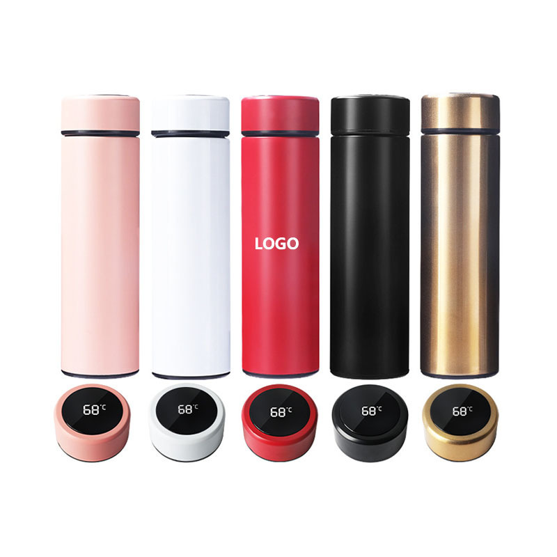 Inteligente Termo Digital 500ml Stainless Steel  LED Smart Temperature Display Thermal Flask Cup Water Bottle With Tea Strainer