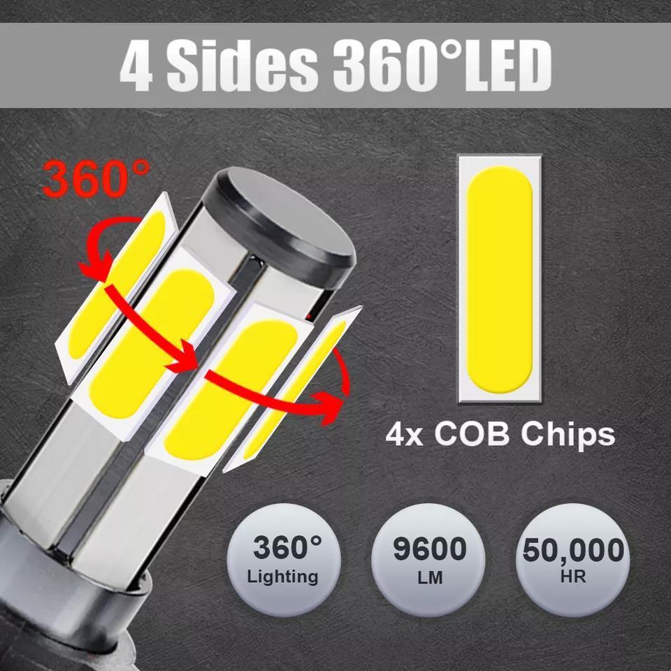 2022 car light accessories led K9 four sides LED Headlight H1 H3 H4 H7 H8 H9 H11 H13 9004 9005 9006 9007 9008 H16 5202 H27 LED