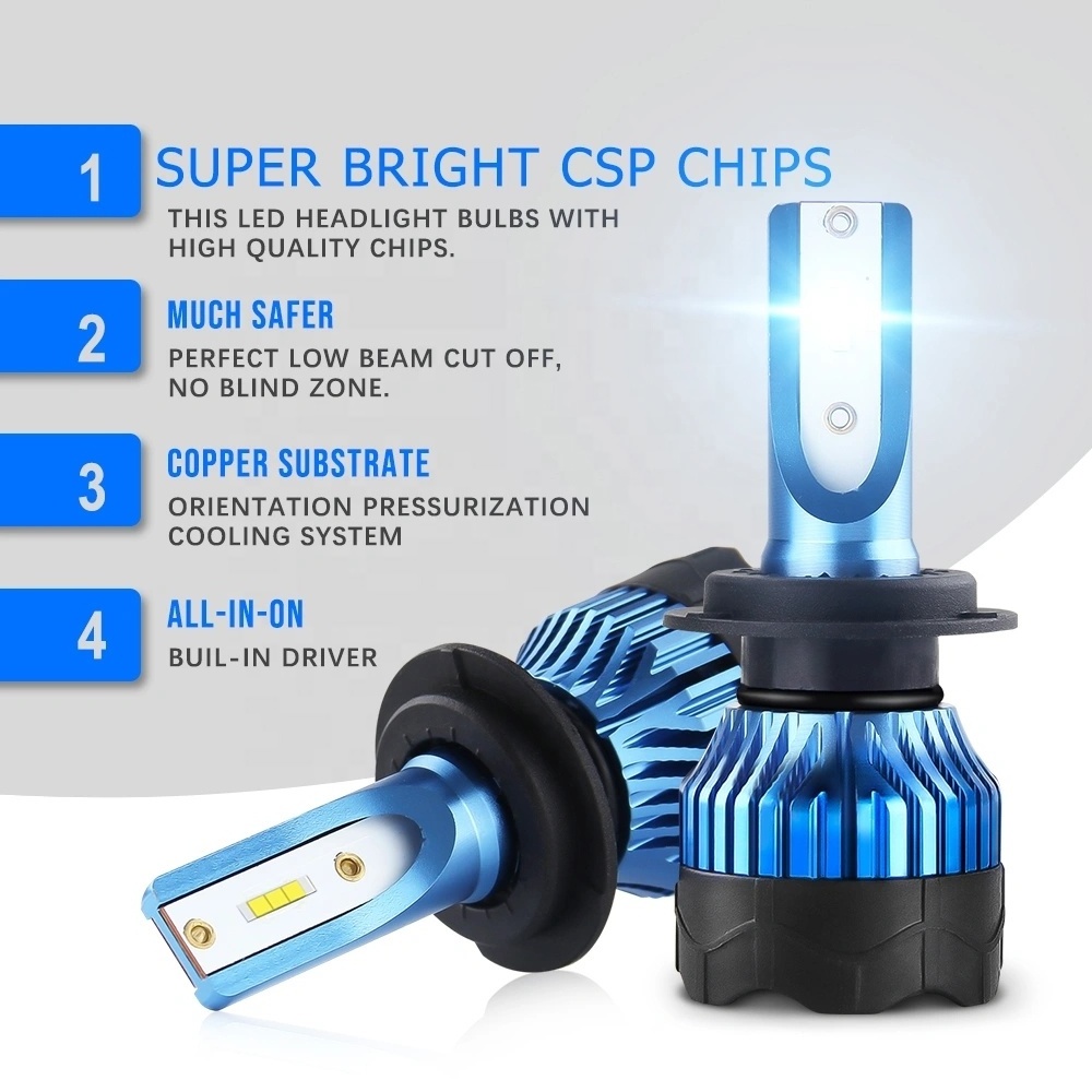 k5 16000 Cooling Fan H4 LED Car Light Bulb Mini H3 H11 9005 9006 880 H7 csp Canbus H7 Led Headlights