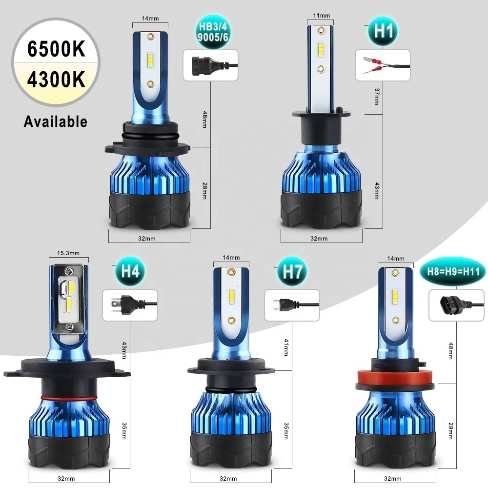 k5 16000 Cooling Fan H4 LED Car Light Bulb Mini H3 H11 9005 9006 880 H7 csp Canbus H7 Led Headlights