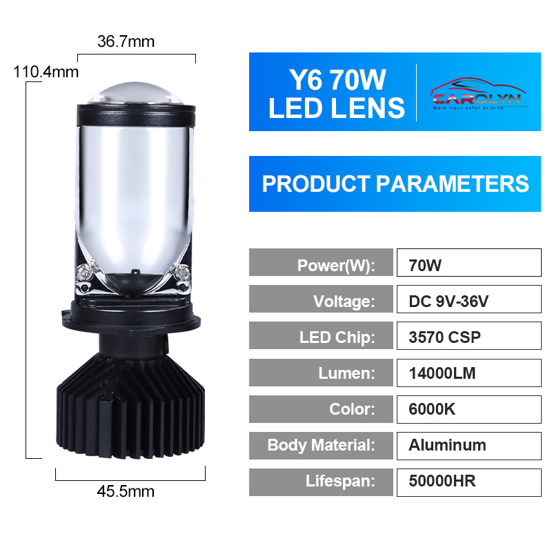 Best sell car led headlight 12V fisheye Y6 led h4 mini lens Hi/lo Beam light Y7 Y8 Y9 Y10 mini projector bi-led lens bulbs