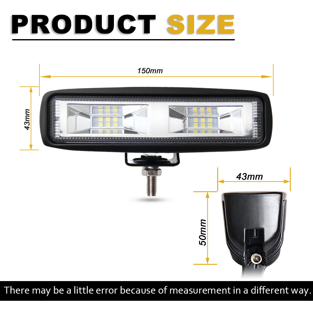 Hot sell  UTV ATV Offroad Worklight Car Led Bar Light Truck 4x4 6 inch  48W LED Work Light