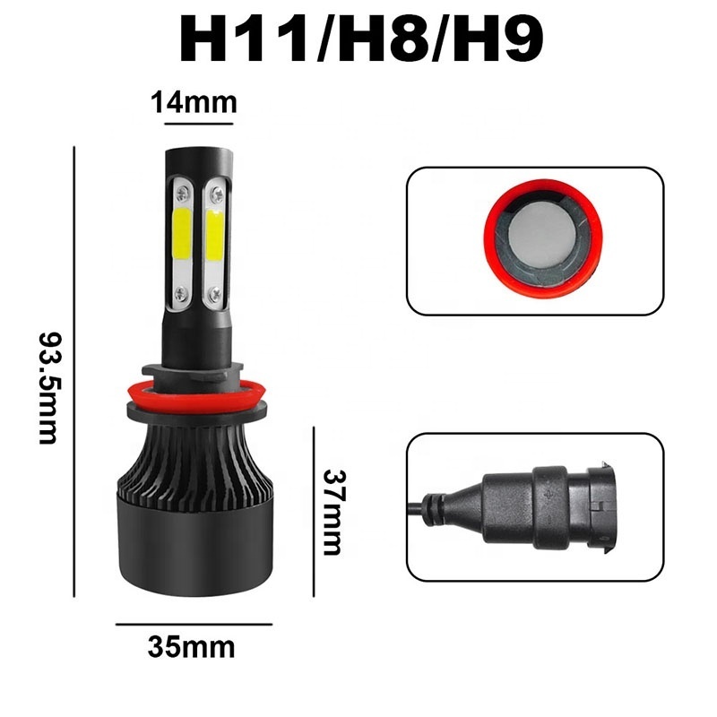 4 side 12000 lumen auto super bright h4 h11 9005 9006 6side 8 side led headlight bulb  H4 H3 H8 H9 H10  car led headlight H7