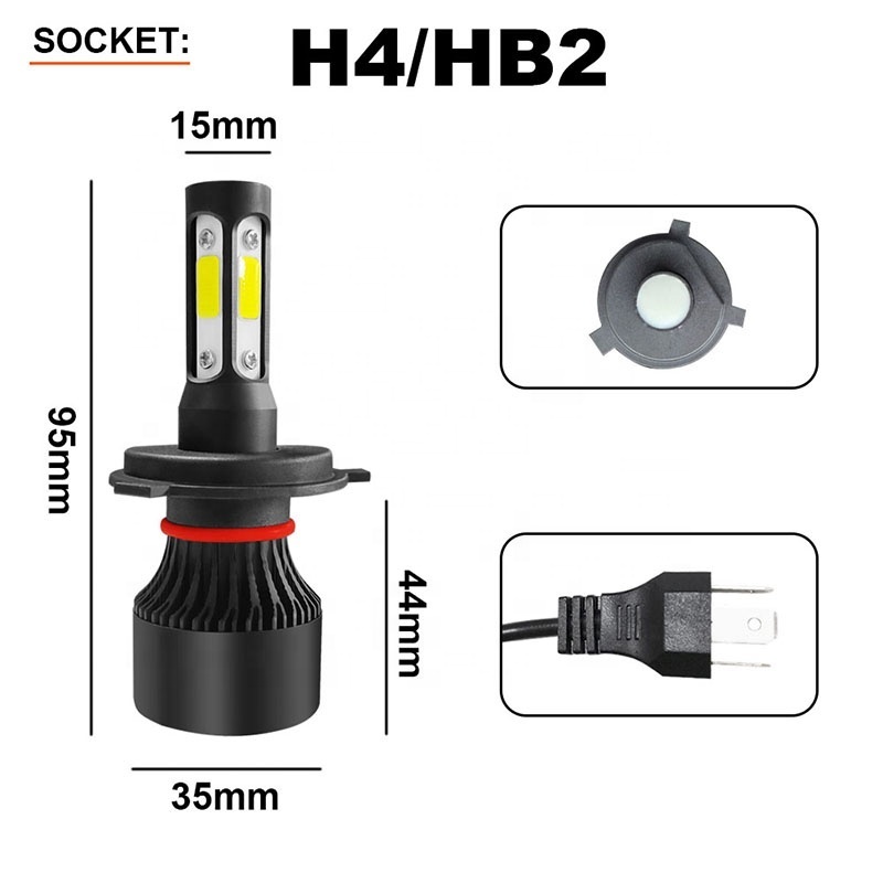 4 side 12000 lumen auto super bright h4 h11 9005 9006 6side 8 side led headlight bulb  H4 H3 H8 H9 H10  car led headlight H7