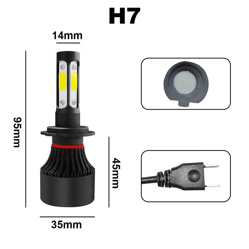 4 side 12000 lumen auto super bright h4 h11 9005 9006 6side 8 side led headlight bulb  H4 H3 H8 H9 H10  car led headlight H7