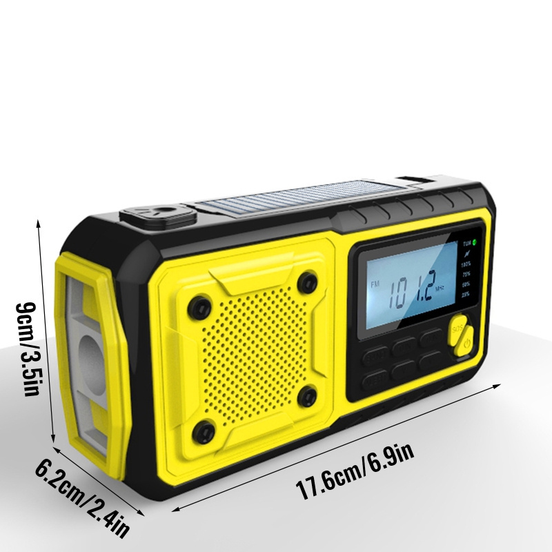 Outdoor Rechargeable Solar Hand Cranked FM AM Radio Frequency Machine Portable Wireless Radio Speaker with Power Bank Flashlight