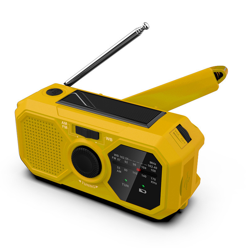 Solar Powered Rechargeable 1200mAh Radio Hand Cranked Wireless FM AM Radio with Power Bank Flashlight