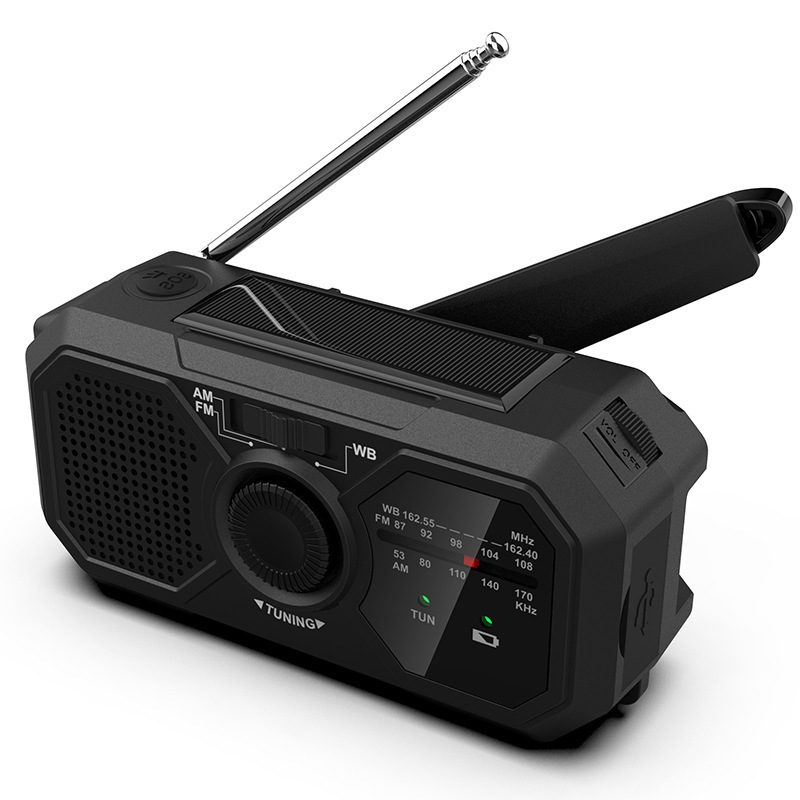 Solar Powered Rechargeable 1200mAh Radio Hand Cranked Wireless FM AM Radio with Power Bank Flashlight