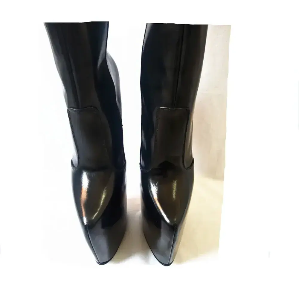 Women's Boots Sexy Genuine Leather Pointed Toe Stiletto Heel  Platform  Knee-High Boots High Heel 30cm