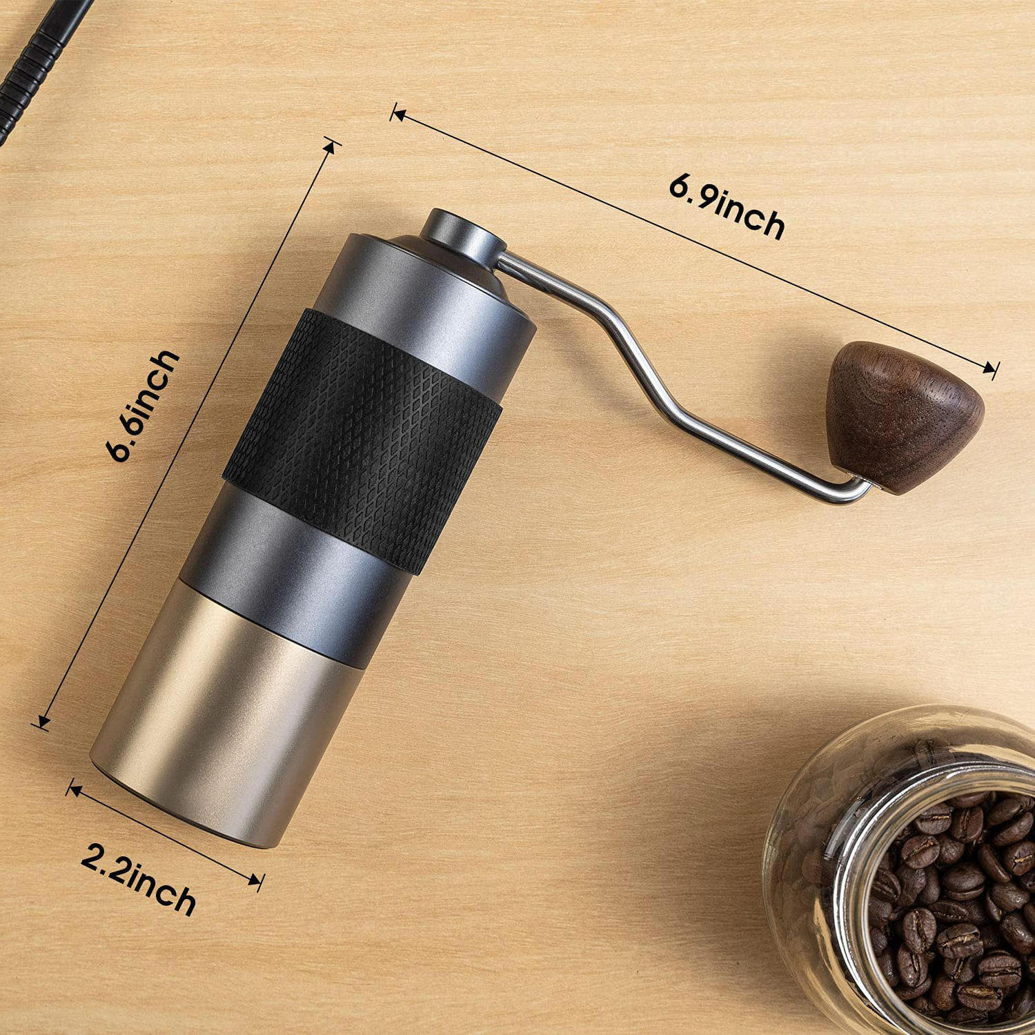 Coffee Grinder Hand with Adjustable Conical Stainless Steel Burr Mill Portable Grinders Manual