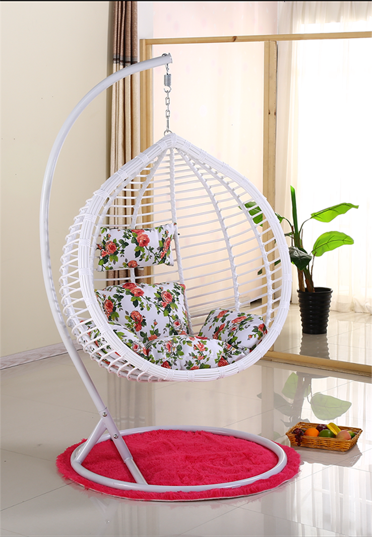 PE rattan and metal frame circle swing chair swing hammock swing chair with stand