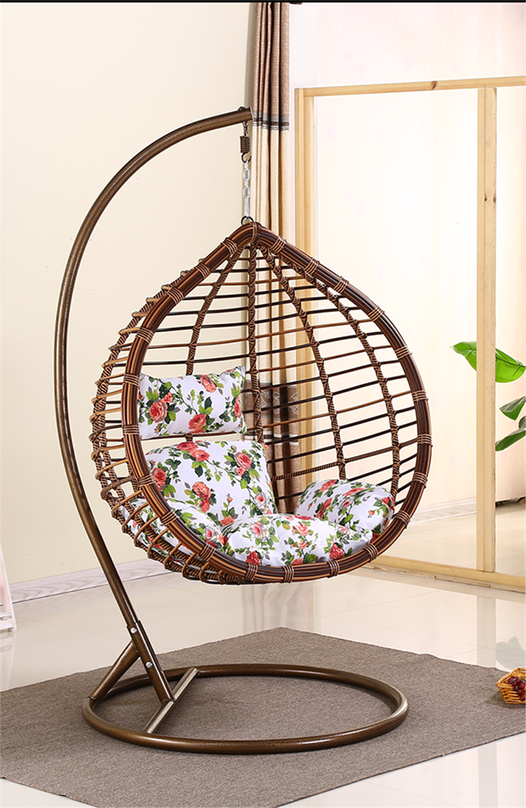 PE rattan and metal frame circle swing chair swing hammock swing chair with stand