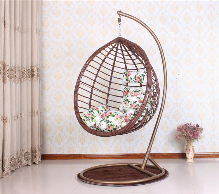 PE rattan and metal frame circle swing chair swing hammock swing chair with stand