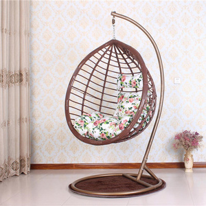 PE rattan and metal frame circle swing chair swing hammock swing chair with stand