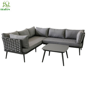 L shaped sectional sofas modern latest design rope woven outdoor sectional sofa set