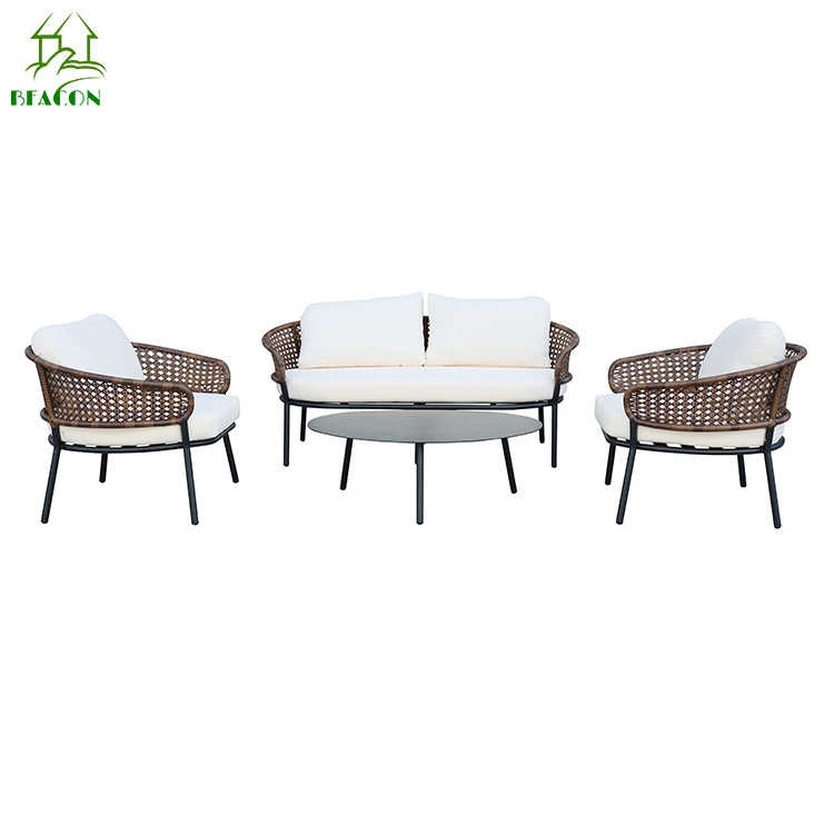 Home and Garden Wicker Rattan Furniture Patio Rattan Sofa Set Outdoor Deep Seating Rattan Sofa Modern Tuin Set Aluminium