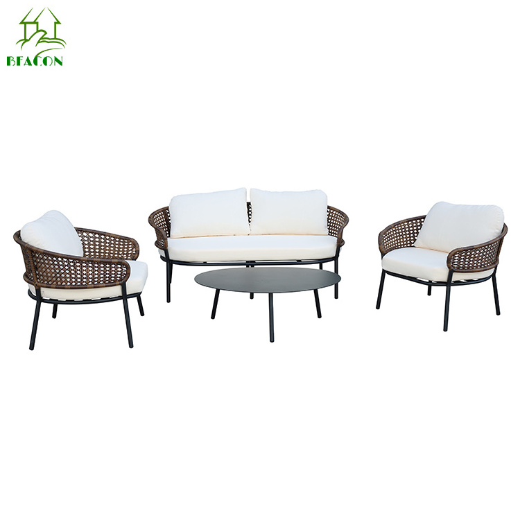 Home and Garden Wicker Rattan Furniture Patio Rattan Sofa Set Outdoor Deep Seating Rattan Sofa Modern Tuin Set Aluminium