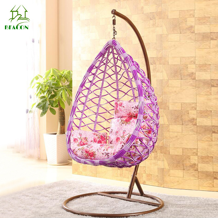 Patio metal stand swing rocking basket hammcok chair garden chair pink outdoor lounge chair