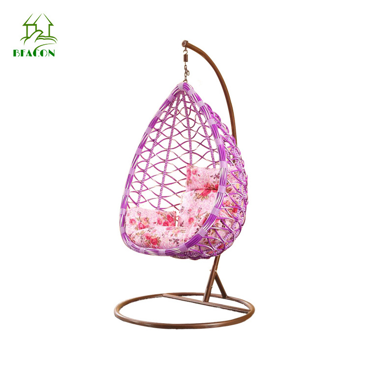 Patio metal stand swing rocking basket hammcok chair garden chair pink outdoor lounge chair