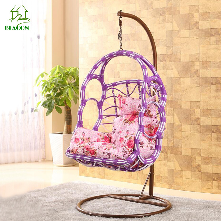 Patio metal stand swing rocking basket hammcok chair garden chair pink outdoor lounge chair